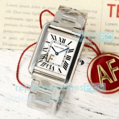 AF Factory Replica Cartier Tank Solo Automatic Small Watch SS White Face 